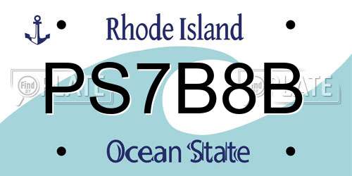 PS7B8B Rhode Island License Plate