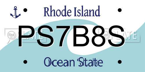 PS7B8S Rhode Island License Plate
