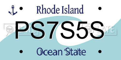 PS7S5S Rhode Island License Plate