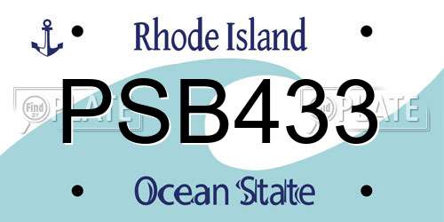 PSB433 Rhode Island License Plate