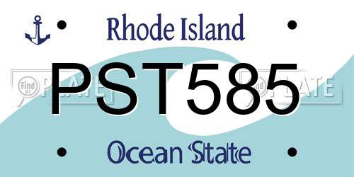 PST585 Rhode Island License Plate