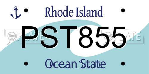 PST855 Rhode Island License Plate