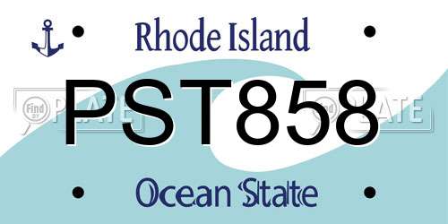 PST858 Rhode Island License Plate