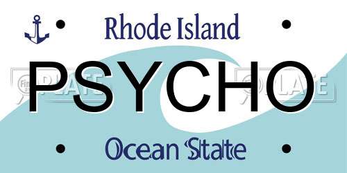 PSYCHO Rhode Island License Plate