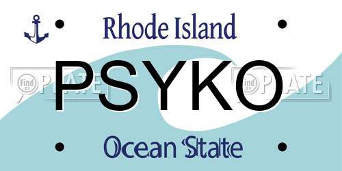 PSYKO Rhode Island License Plate