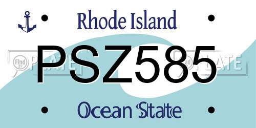 PSZ585 Rhode Island License Plate