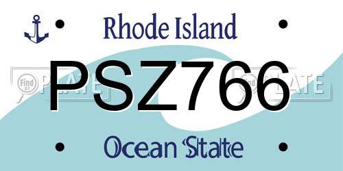 PSZ766 Rhode Island License Plate