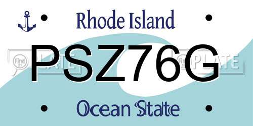 PSZ76G Rhode Island License Plate