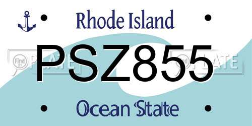 PSZ855 Rhode Island License Plate