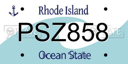 PSZ858 Rhode Island License Plate