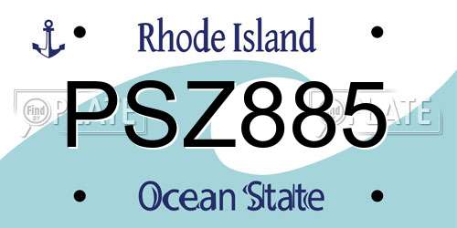 PSZ885 Rhode Island License Plate