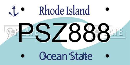 PSZ888 Rhode Island License Plate