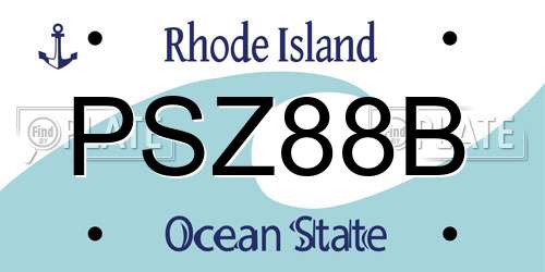 PSZ88B Rhode Island License Plate