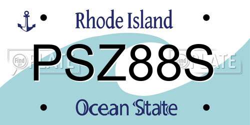 PSZ88S Rhode Island License Plate