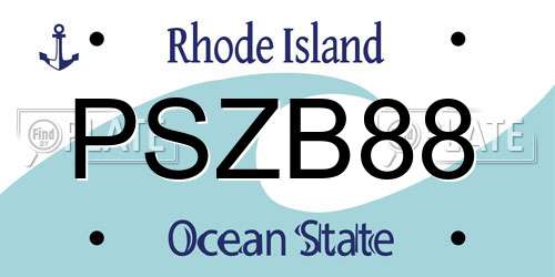 PSZB88 Rhode Island License Plate