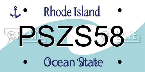PSZS58 Rhode Island License Plate