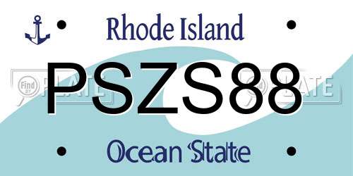 PSZS88 Rhode Island License Plate