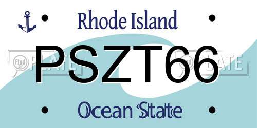 PSZT66 Rhode Island License Plate