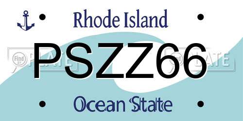 PSZZ66 Rhode Island License Plate