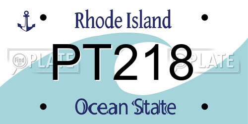 PT218 Rhode Island License Plate