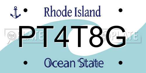 PT4T8G Rhode Island License Plate