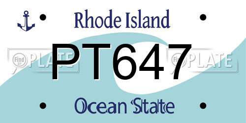 PT647 Rhode Island License Plate