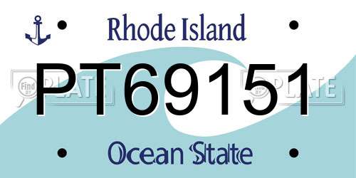 PT69151 Rhode Island License Plate