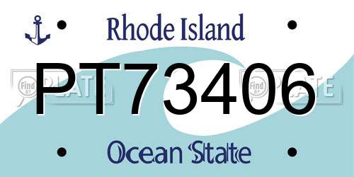 PT73406 Rhode Island License Plate