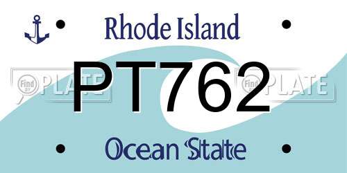 PT762 Rhode Island License Plate