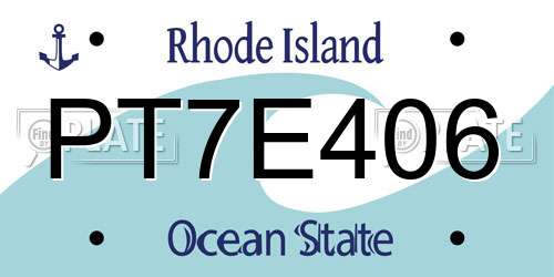 PT7E406 Rhode Island License Plate
