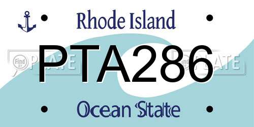 PTA286 Rhode Island License Plate