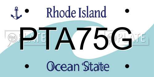 PTA75G Rhode Island License Plate
