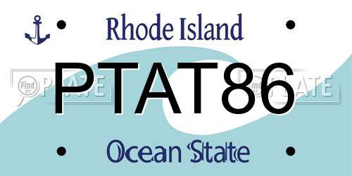 PTAT86 Rhode Island License Plate