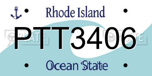 PTT3406 Rhode Island License Plate