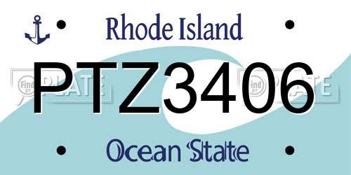 PTZ3406 Rhode Island License Plate