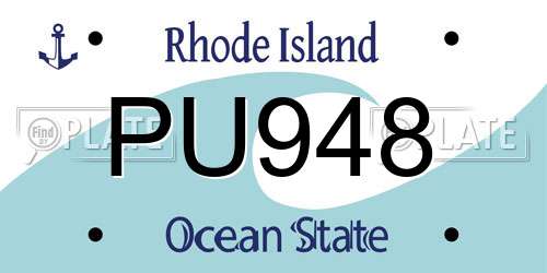 PU948 Rhode Island License Plate