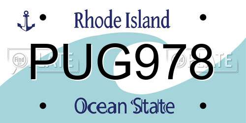 PUG978 Rhode Island License Plate