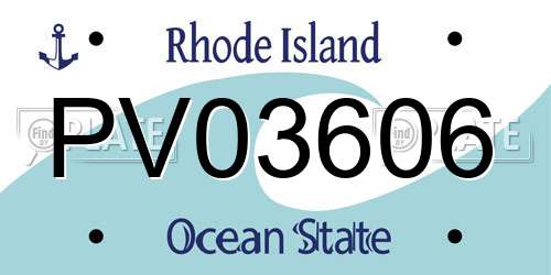 PV03606 Rhode Island License Plate