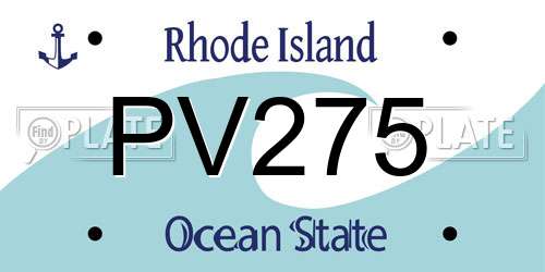 PV275 Rhode Island License Plate