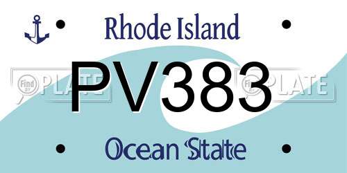 PV383 Rhode Island License Plate