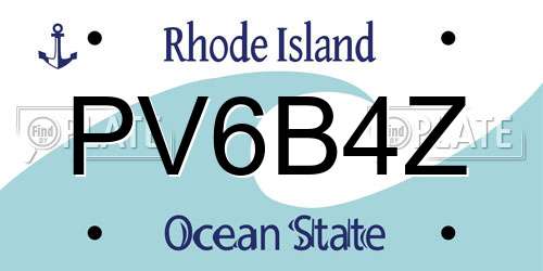 PV6B4Z Rhode Island License Plate