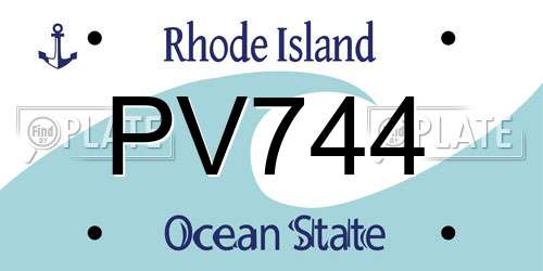 PV744 Rhode Island License Plate