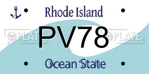 PV78 Rhode Island License Plate