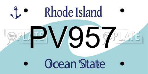 PV957 Rhode Island License Plate