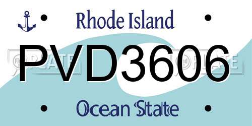 PVD3606 Rhode Island License Plate