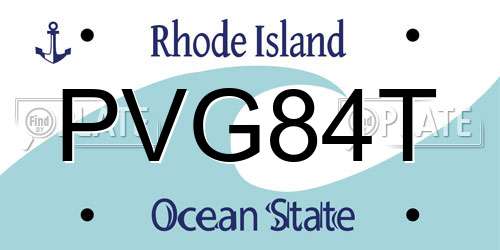 PVG84T Rhode Island License Plate