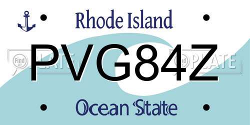 PVG84Z Rhode Island License Plate