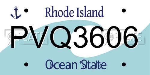 PVQ3606 Rhode Island License Plate