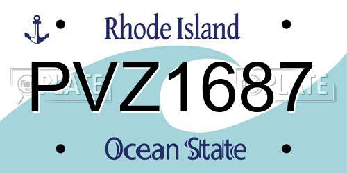 PVZ1687 Rhode Island License Plate