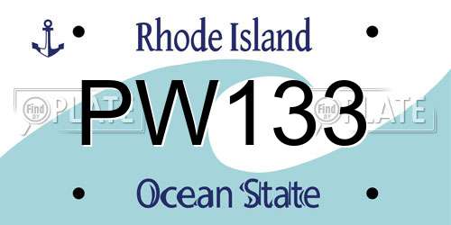 PW133 Rhode Island License Plate